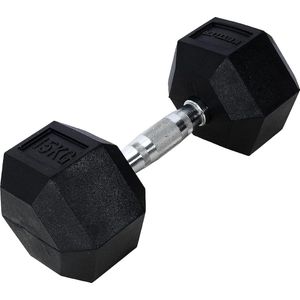 ab. Hexagonal Dumbbell for Exercise/Fitness at Home/Gym (15kg / 33LB x 1) | Black | Material : Iron with Rubber coat | Strength Training Weights for Women and Men