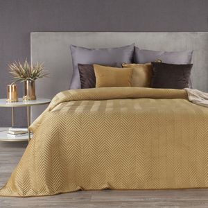 Oneiro’s luxe SOFIA Beddensprei Goud - 230x260 cm – bedsprei 2 persoons - goud – beddengoed – slaapkamer – spreien – dekens – wonen – slapen