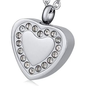 Luxe Ashanger - met Ketting - Voor As, Haren of Parfum - Assieraad - As Ketting - Gedenksieraad - Urn - Incl. As vuller en Opbergzakje - Stone Heart