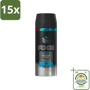 15 x Axe - Deodorant Bodyspray - 48hrs Fresh - Ice Chill - Frozen Mint & Lemon - 150 ml - Bulkverpakking - Bevroren munt - citroen - frisheid - geurbestrijding - deodorant