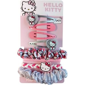 Hello Kitty - Haaraccesoire - 2x haarelastiek - 2x scrunchie - 4x haarknip
