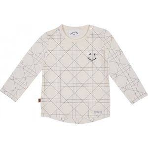 Frogs and Dogs - Checks T-Shirt - Off White - Maat 50/56 - Shirt lange mouw - Gebroken wit & blauw