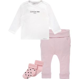 Noppies - Kledingset - 4delig - Broek Humpie Lichtroze - Shirt Hester Wit - 2 paar sokjes - Maat 68