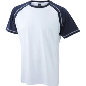 James and Nicholson - Heren Raglan T-Shirt (Wit/Navy)