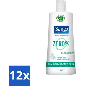 Sanex Zero% - Bodylotion - Natuurlijke Hydratanten - 0% Kleurstof - Droge Huid - 250 ml - Voordeelverpakking - 12 stuks