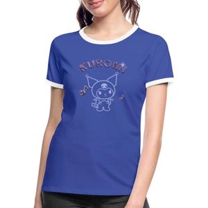 Kuromi Omtrekontwerp Met Paarse Chrome Letters Vrouwen Contrast Shirt