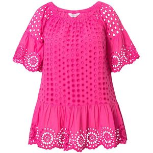 Angel of Style Angel of Style - Dames - Blouse A-lijn ogenborduursel 3/4-raglanmouwen - Hibiscusrood - Maat 42