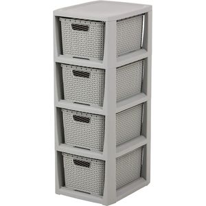 Home essential Plank in rotan design - BPA-vrije kunststof PP - lichtgrijs - 295 x 24 x 642 cm - 4 manden