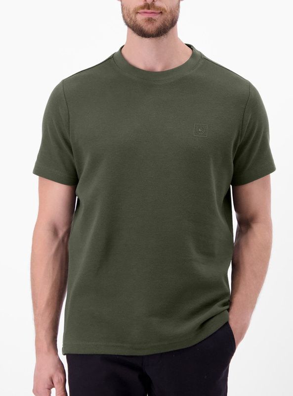 Lerros - T-shirt - Nordic Olive - Heren T-shirt in Structuur Kwaliteit