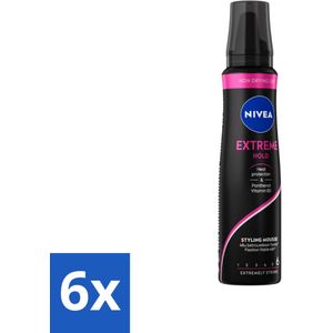 6 x NIVEA - Haarschuim - Extreme Stevigheid - 48 Uur Lang Bescherming - 150 ml - Haar Mousse - Extreme Hold - Volume - Verzorging - Panthenol