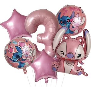 Stitch en Angel Ballonnen Set - Roze Ballonnen - Kinderverjaardag - Feestversiering - Verjaardag Versiering - Stitch en Angel - Disney Kinderfeestje - Feestpakket - Roze Verjaardag Ballonnen- Stitch Ballonnen - Jomazo - Stitch folieballonnen