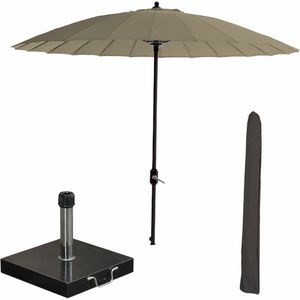 Garden Impressions Manilla stokparasol Ø250 cm - taupe incl 40 kg Cosmo parasolvoet en parasolhoes