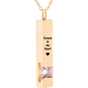 Luxe Ashanger | Met Ketting En Gravering | Forever In My Heart | Assieraad | Rosegoud Met Roze Steen | As Ketting | Gedenksieraad | Urn | Incl. As vuller