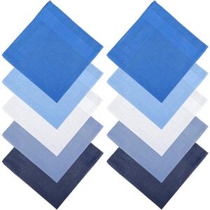 10 Pieces Men's Cotton Handkerchiefs Classic Pocket Squares Set for Men Soft Handkerchiefs with Stripe (40x40cm 5 Colors) - Multicolor 40 x 40cm