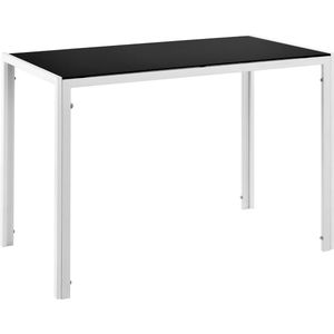 In And OutdoorMatch Eettafel Ardella - Gehard Glas - 8 mm - 105x60x75 cm - Zwart en Wit- Luxe Look