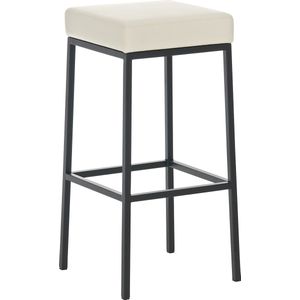 Barkruk Divine - Zithoogte 85cm - Zonder rugleuning - Set van 1 - Ergonomisch - Barstoelen voor keuken of kantine - Vierkant - Creme/zwart