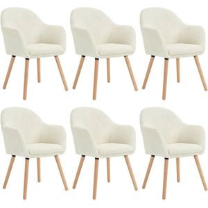 Gestoffeerde eetkamerstoelen set van 6 - fauteuils - comfortabele zit - hoog comfort, robuust en stabiel, veelzijdig gebruik - corduroy en hout - 55,5 cm x 83,5 cm x 56,5 cm