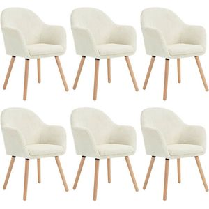 Rootz gestoffeerde eetkamerstoelen set van 6 - fauteuils - comfortabele zit - hoog comfort, robuust en stabiel, veelzijdig gebruik - corduroy en hout - 55,5 cm x 83,5 cm x 56,5 cm