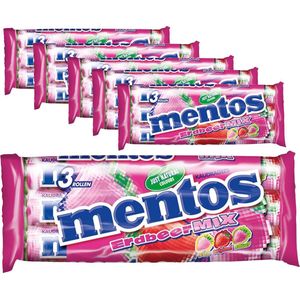 6 x 3 rollen Mentos Aardbei-Mix á 38 gram per rol - Voordeelverpakking Snoepgoed