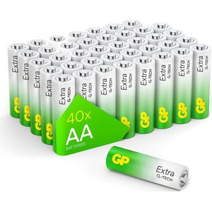 GP Extra Alkaline Batterijen AA mignon penlite LR06 Batterij 1.5V – 40 stuks - AA Batterij - Nieuwe G-TECH technologie