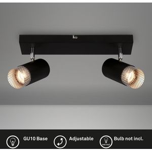 BRILONER - Plafondlamp - 2142025 - Draaibaar - GU10 fitting - Raster lampenkap - Gloeilamp niet inbegrepen - 44 x 7 x 12 cm - Zwart