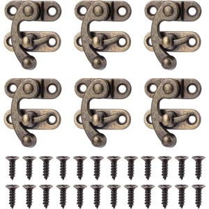 6st Mini Swing Arm Clasp Latch 33x28cm Links Rechts Toggle Antiek Haak Hasp Latch met 24 Stuks Schroeven voor Sieradendoos Koffer Gereedskist