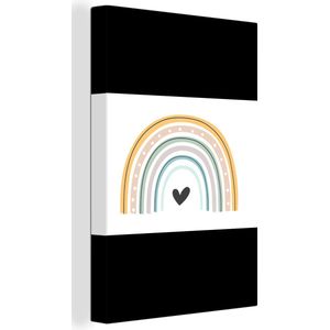 Muurdecoratie kinderkamer - Canvas doek kids - Regenboog - Pastel - Kinderen - Hartje - Kinder decoratie - Canvas kinderen - 150x100 cm