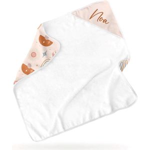 Badcape 80x80 cm met muts - Baby handdoek - Babydoek met GRATIS bedrukking naar keuze