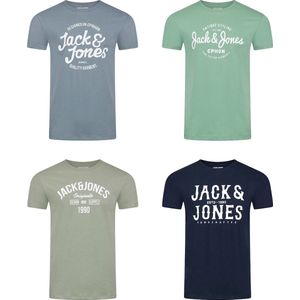 Jack & Jones Heren T-Shirt JJLINO 4 Pack regular fit Veelkleurig L