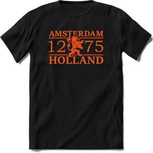 Amsterdam T-Shirt | Souvenirs Holland Kleding | Dames / Heren / Unisex Koningsdag shirt | Grappig Nederland Fiets Land Cadeau | - Zwart - L