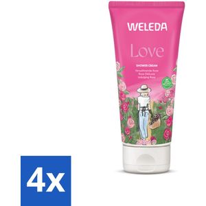 4 x WELEDA - Douchecrème Aroma Shower Love - 200 ml - Douchecrème - Natuurlijke Douche - Aromatherapie - Rozengeur - Jasmijngeur