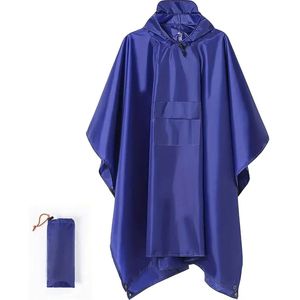 Lopoleis® Regen Poncho Unisex – Dames & Heren – Regenjas – Fietsponcho – Waterdicht & Ademend – Polyurethaan Coating – Donker Blauw