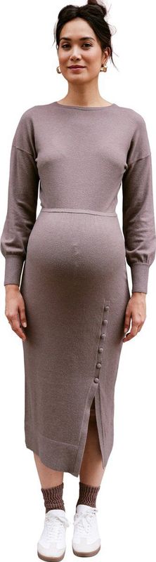 Envie de Fraise - Lange Gebreide Zwangerschapsjurk - Taupe