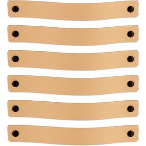 Brute Strength - Leren handgrepen voor meubels - Naturel - 6 stuks - 20 x 2,5 cm - Kastgreep, Deurgreep voor keuken, badkamer, kasten, dressoir, hout