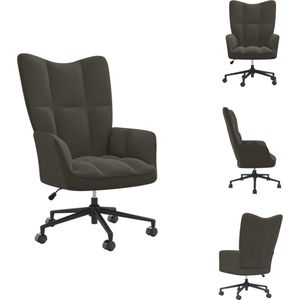 vidaXL Relaxstoel - Donkergrijs fluweel - 61.5 x 69 x (94.5 - 102) cm - Hoogte verstelbaar - Fauteuil