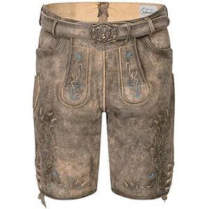 Traditionele leren klederdrachtbroek voor heren, vintage stijl, antiek, met klederdrachtriem