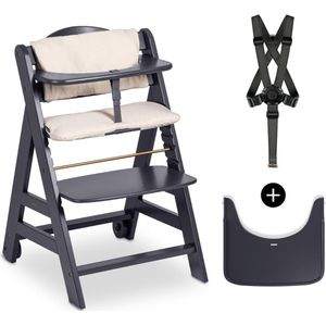 Goodivery ® Houten Kinderstoel voor Baby's en Peuters met Verstelbare Zitting en Voetsteun, Inclusief Kussen en Veiligheidsgordel