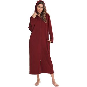 Dames Badjas met Capuchon en Rits - Lange Mouwen, Volledige Lengte en Zakken