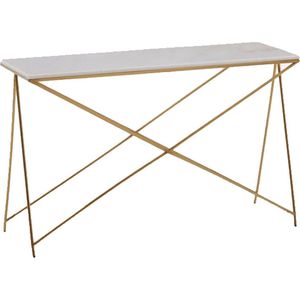 OHNO - Oney Consoletafel - Wit Marmerlook Blad - Gouden poten