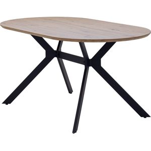 Eettafel Ovaal 180cm - Naturel MDF - X-poot - Julian - Giga Meubel