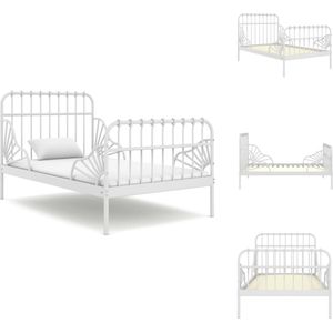 vidaXL Metalen Bedframe - Verlengbaar - Wit - 134.4/204.4 x 83.5 x 90 cm (L x B x H) - Geschikt voor matras 80 x 130/200 cm - Montage vereist - Bed