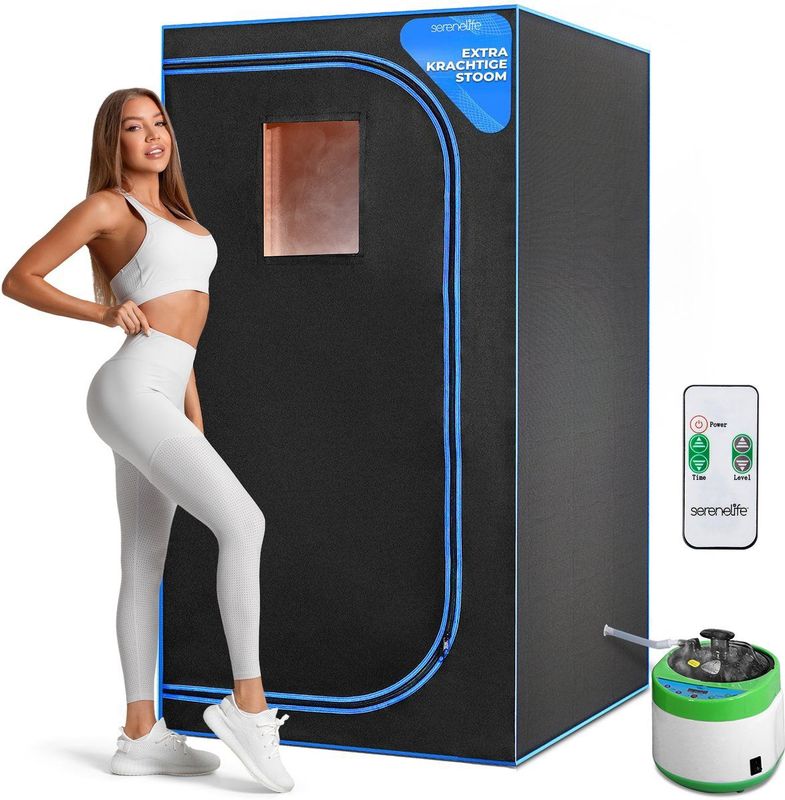 SereneLife, sauna , draagbare sauna op ware grootte — Personal Home Spa, met afstandsbediening, opvouwbare stoel, timer