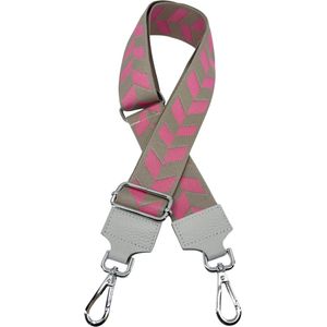 Schoudertas band - Hengsel - Bag strap - Fabric straps - Boho - Chique - Chic - Mix van Roze en Grijs