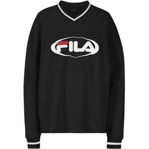 Fila Damen Sweatshirt Langerma Oversized V-Neck Sweat Shirt FAW0894 Black-M