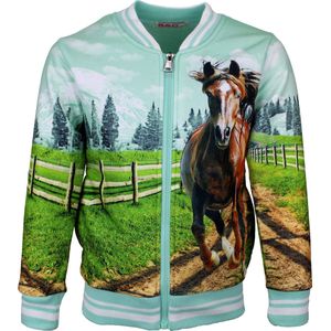 S&C Bombervestje Paard groen Kids & Kind Meisjes Roze - Maat: 98/104