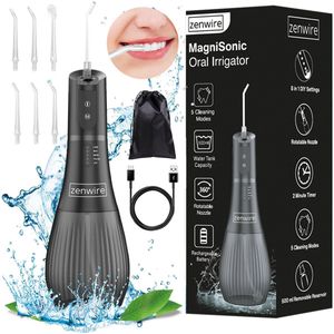 Zenwire WF238 - Waterflosser Elektrisch - Flosapparaten - Monddouche - Tanden & Beugels reinigen - Waterflosser draadloos - 6 verwisselbare opzetstukken -