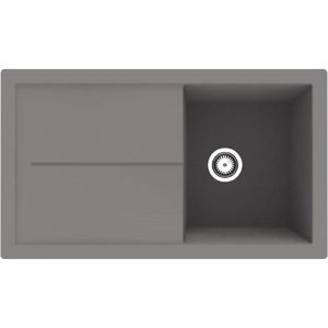 Grijs minerale gootsteen - 1 wastafel inbouwspoelbak - 86 x 50 cm - geschikt voor onderkasten vanaf 50 cm breedte Wastafel