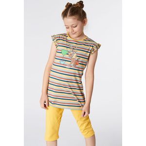 Woody pyjama meisjes - mandril - geel - 221-1-BAB-S/929 - maat 140