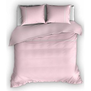 Warme Flanel Lits-jumeaux Dekbedovertrek Stripe Roze/Wit | 240x200/220 | Hoogwaardig En Zacht | Ideaal Tegen De Kou
