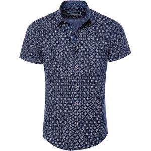 Blauw Overhemd Bloemenprint Korte Mouw Heren Carisma 9133 - M